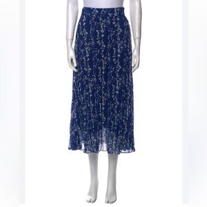 BA&SH Navy Blue Floral Midi Skirt